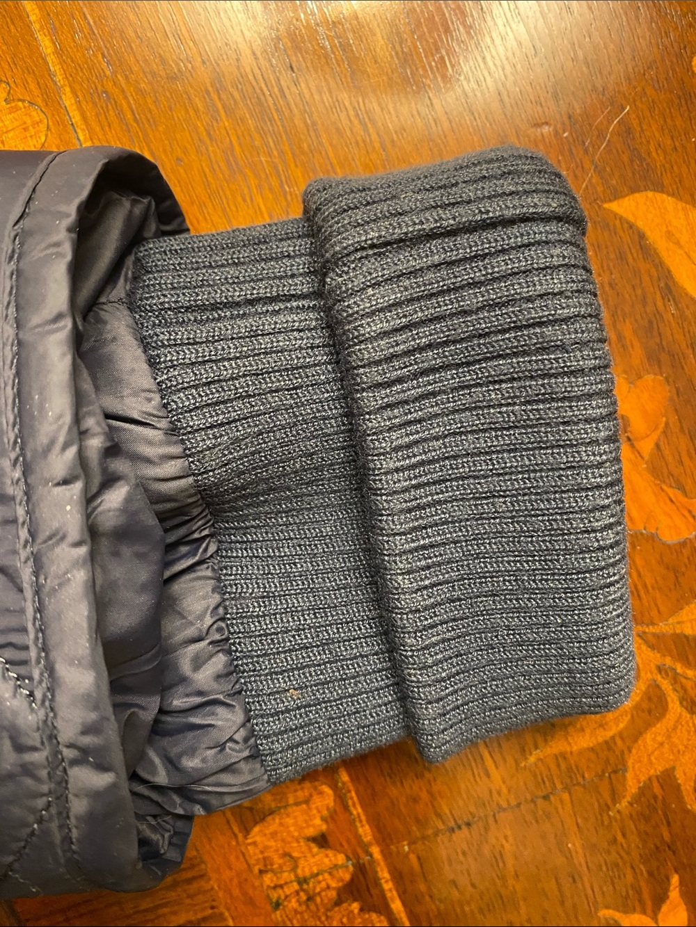 Barbour Quilted Navy Coat with Corduroy Collar • Size 10 - Picture 12 of 16